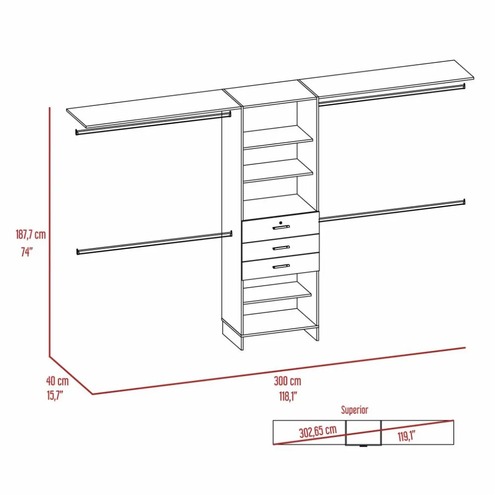 Closet System Pittsburg, Bedroom, Dark Walnut