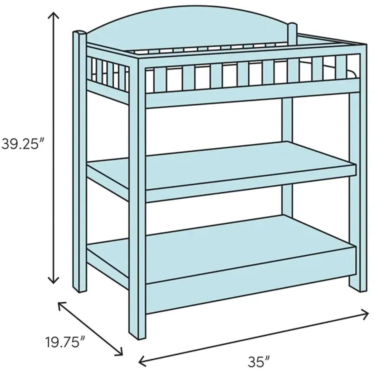 Hivvago Modern White Wooden Baby Changing Table with Safety Rail Pad and Strap