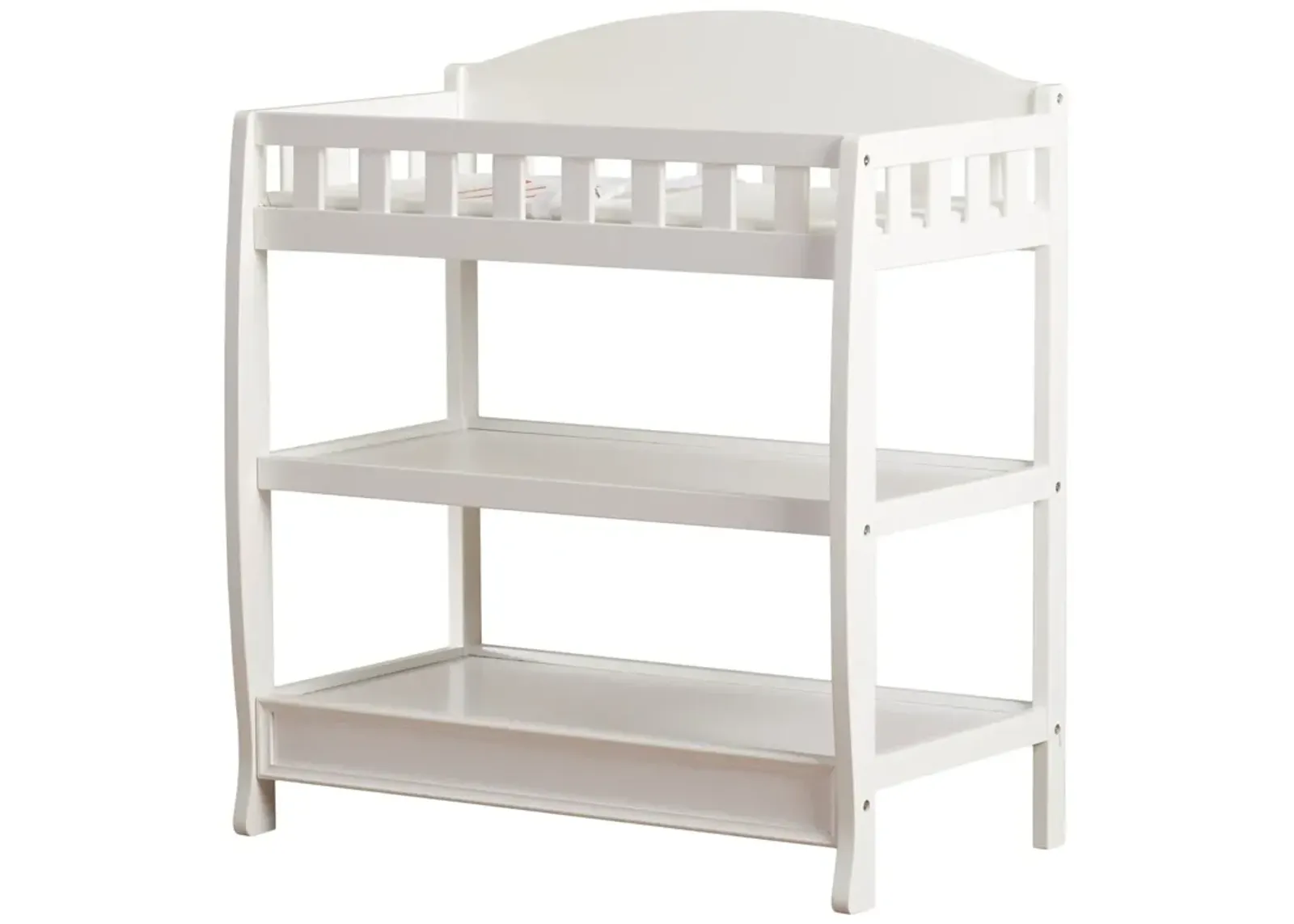 Hivvago Modern White Wooden Baby Changing Table with Safety Rail Pad and Strap