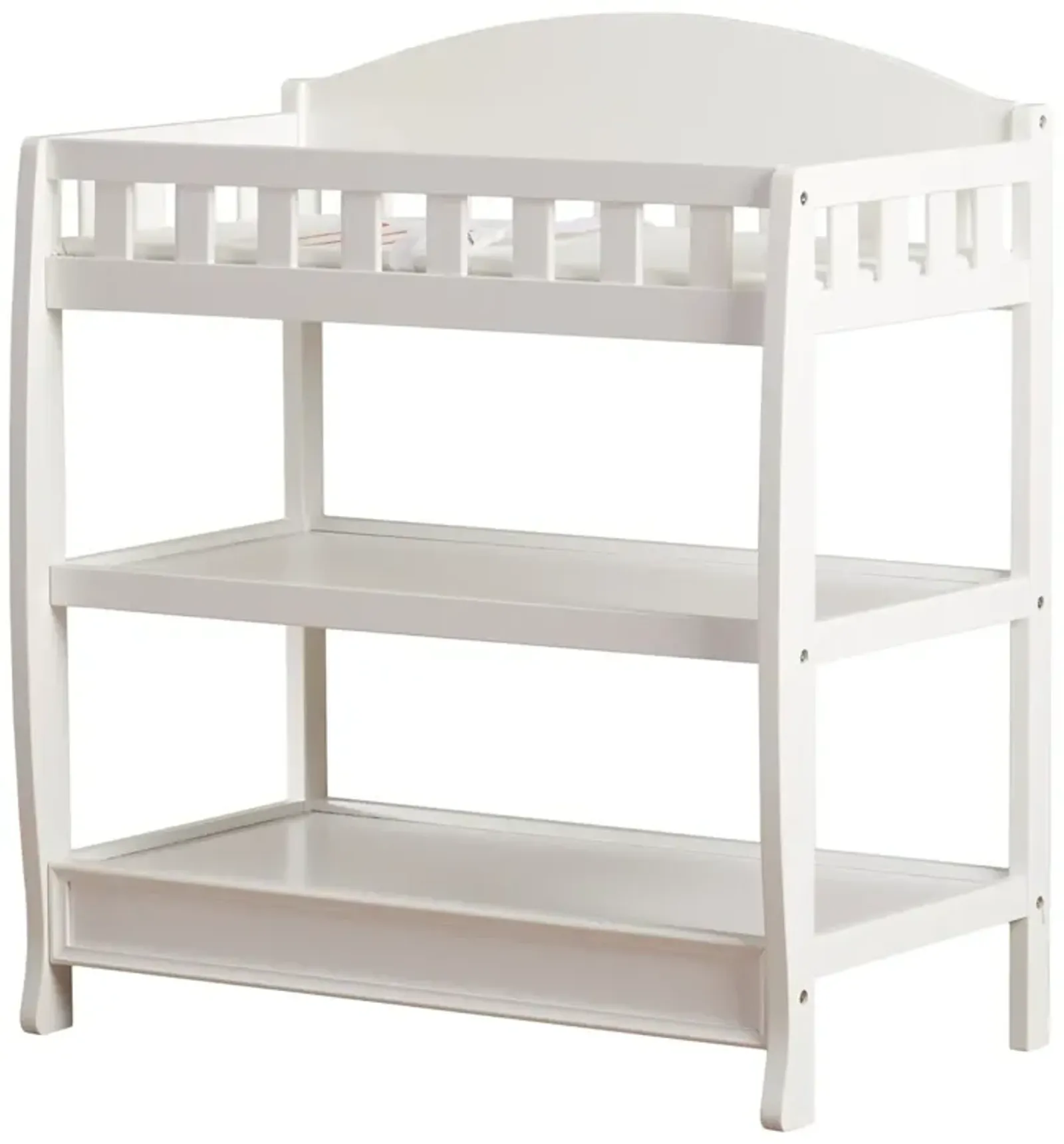 Hivvago Modern White Wooden Baby Changing Table with Safety Rail Pad and Strap