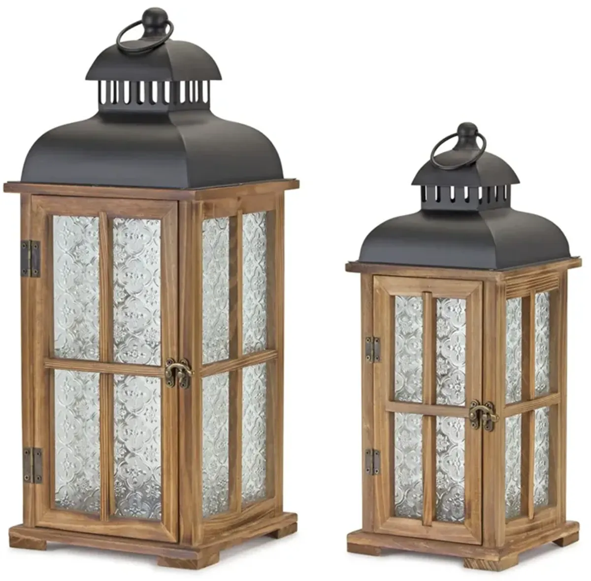 Hivvago Lantern (Set of 2) 15.5"H, 19.25"H Wood/Metal