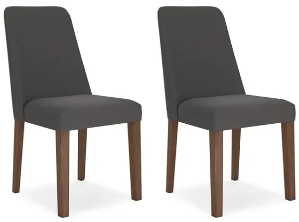 Jeyn Dining Side Chair Set of 2, Solid Wood, Charcoal Gray Polyester - Benzara