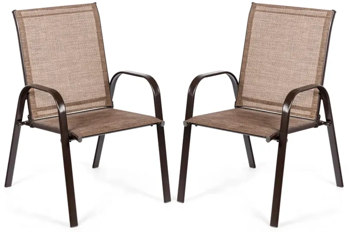 2 Pcs Patio Chairs Outdoor Dining Chair with Armrest