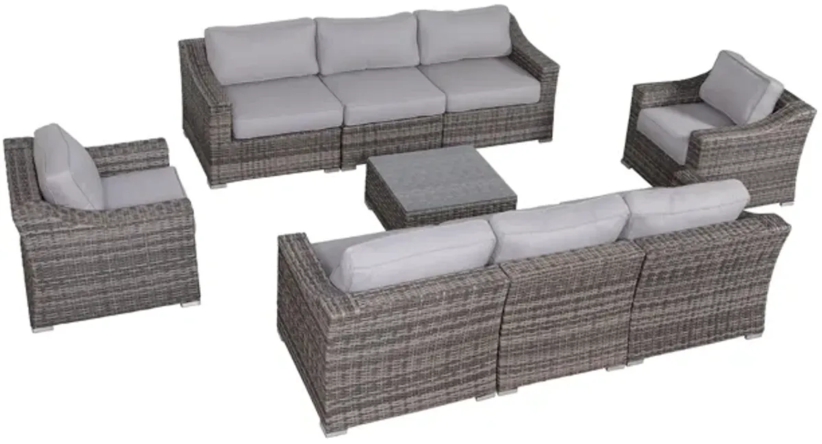 Living Source International Wicker Fully Assembled 8 - Person Seating Group with Cushions