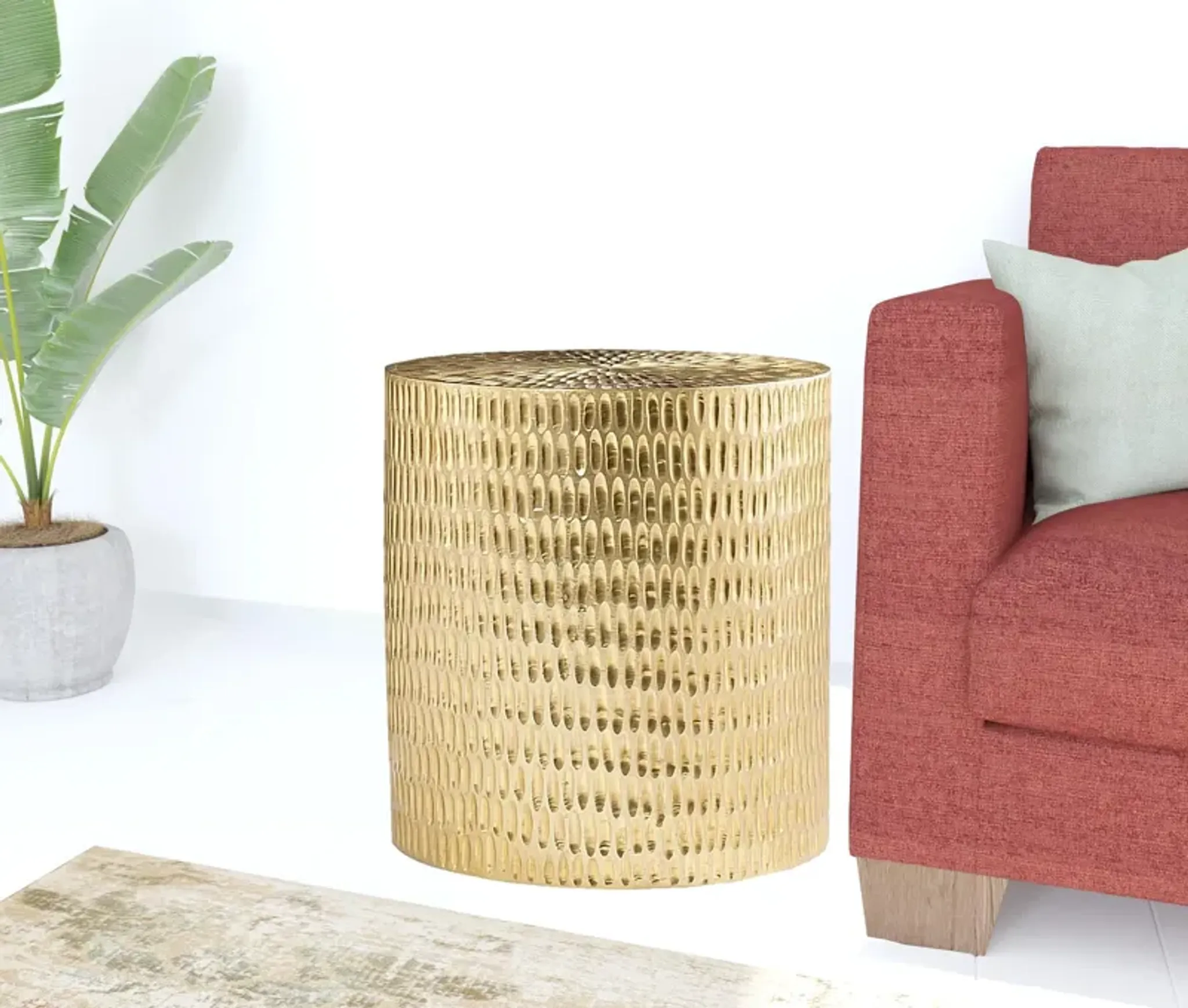 Hivvago 18 Inch Gold Manufactured Wood And Solid Wood Round End Table ...