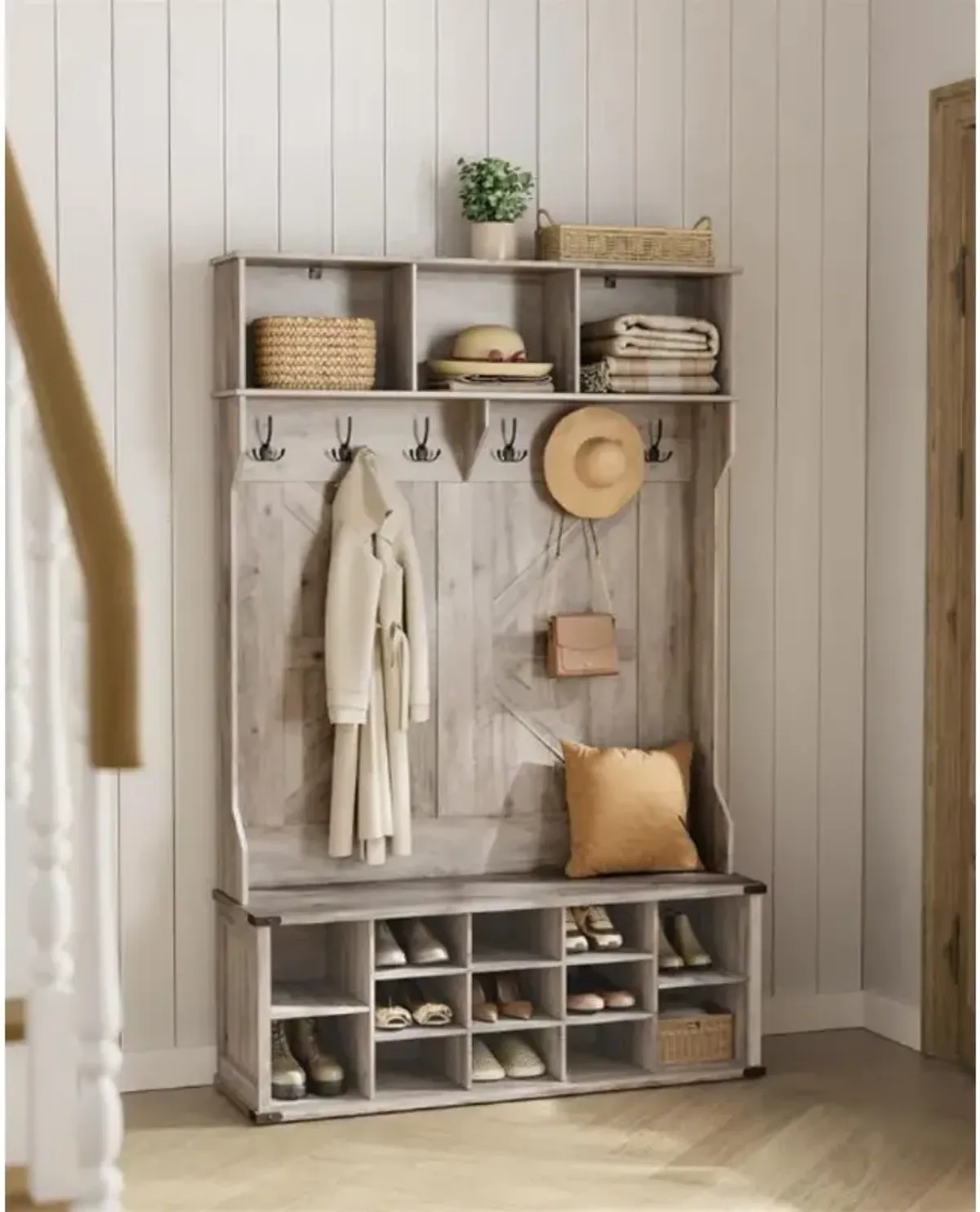 Hall Tree with Bench and Shoe Storage