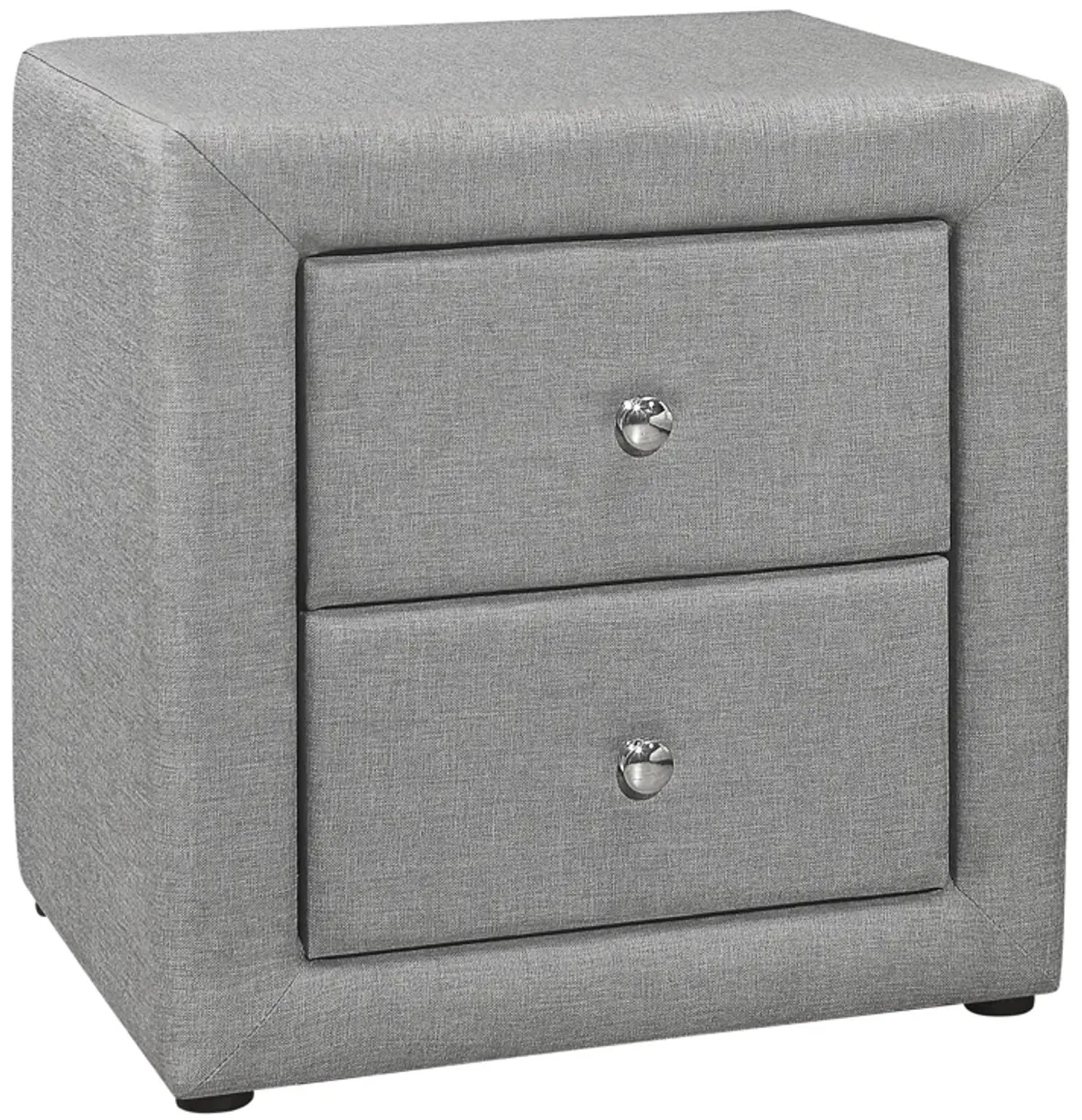 Monarch Specialties I 5604 Bedroom Accent, Nightstand, End, Side, Lamp, Storage Drawer, Bedroom, Upholstered, Linen Look, Grey, Transitional