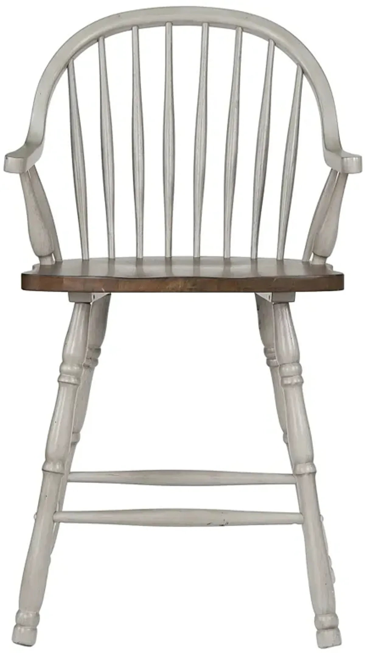 Country Grove 41 in. Distressed Light Gray and Nutmeg Brown High Back Wood Frame 24 in. Bar Stool (Set of 2)