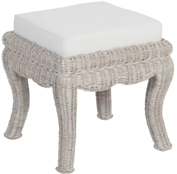 Rowan 19.7" Bohemian Designer Woven Rattan/Wood Ottoman Vanity Stool
