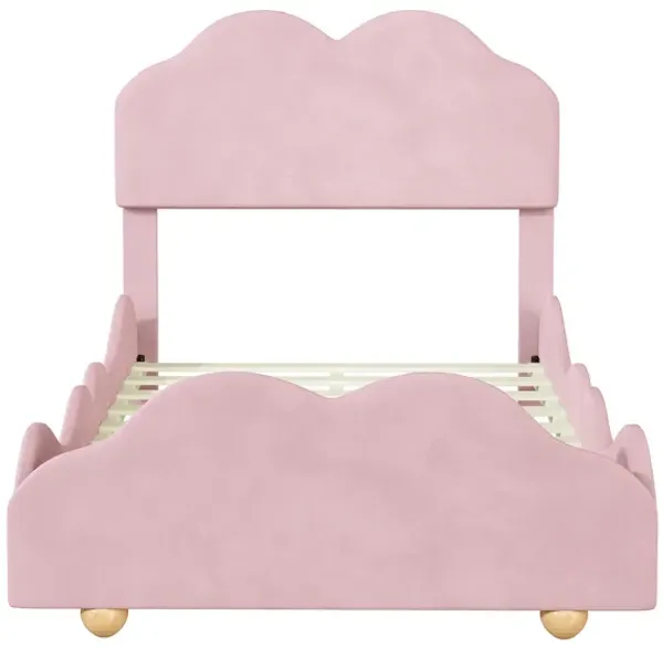 Merax Velvet Cloud Shaped  Platform Bed