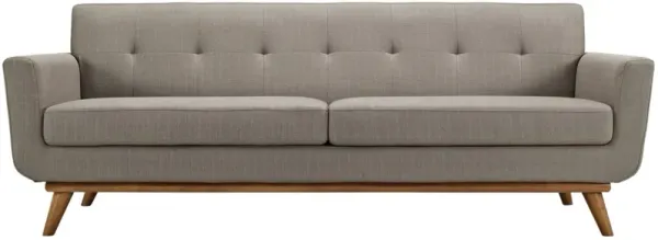 Engage Sofa - Gently Curved, Dual Cushions, Tufted Buttons, Sturdy Cherry Legs - Perfect for Lounging, Relaxing, and Entertaining