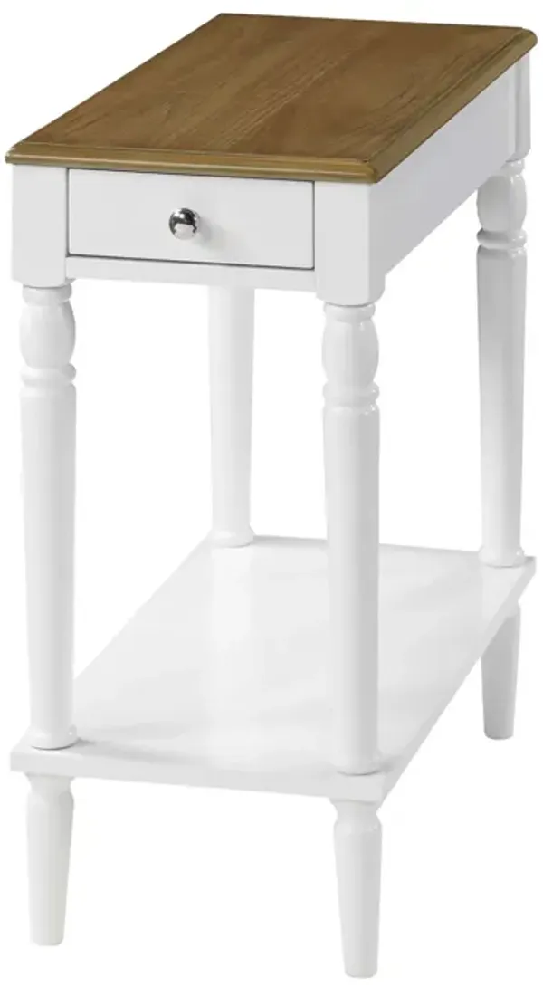 Convenience Concepts French Country No Tools Chairside End Table with Shelf, Driftwood/White