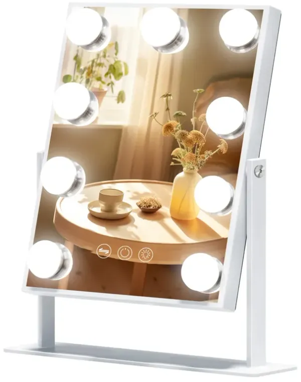 10''*12'' Hollywood Makeup Vanity Mirror With 9 LED Bulbs White