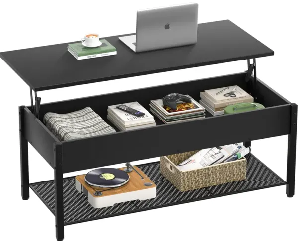 Homieasy Coffee Table, Lift Top Coffee Table with Storage Shelf and Hidden Compartment, Modern Lift Top Table for Living Room, W