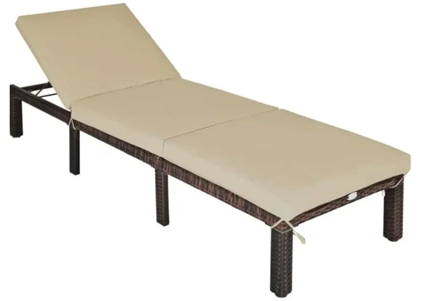 Hivvago Paito Wicker Chaise Lounger with Adjustable Backrest and Cushion