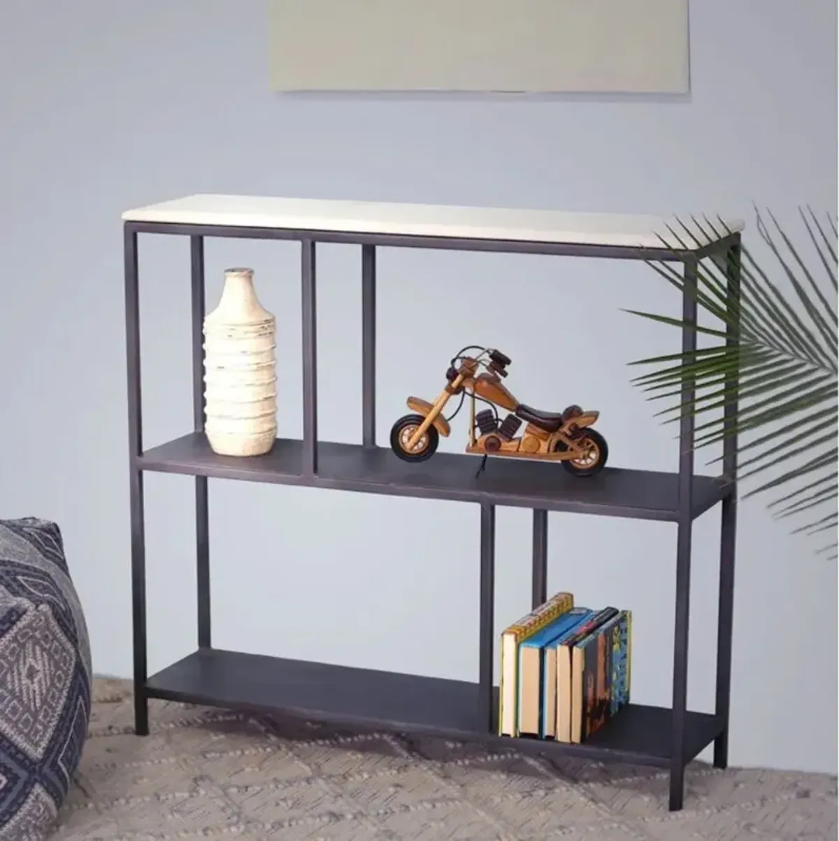 Homezia Black And White Marble Bookshelf Bookcases