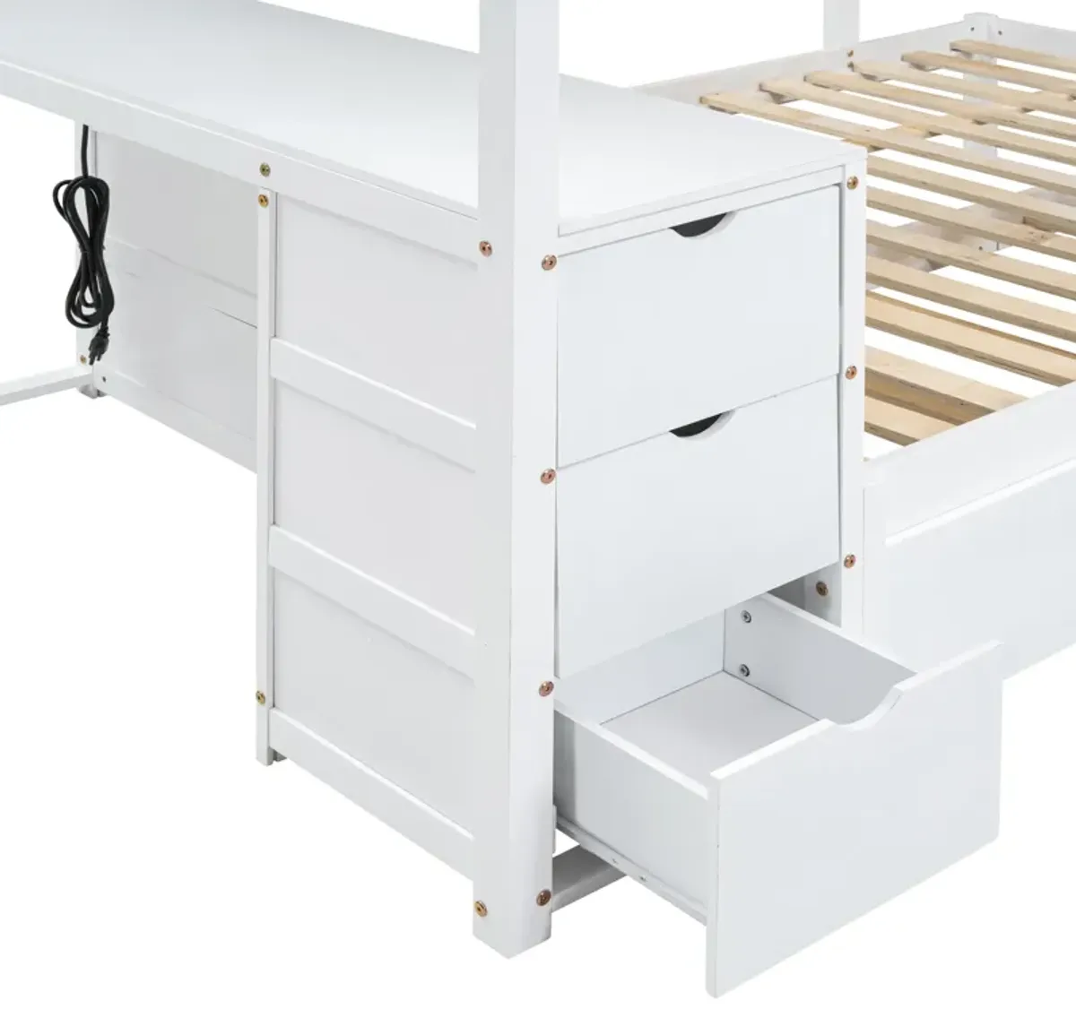 Merax  Bunk Bed with Trundle and Desk