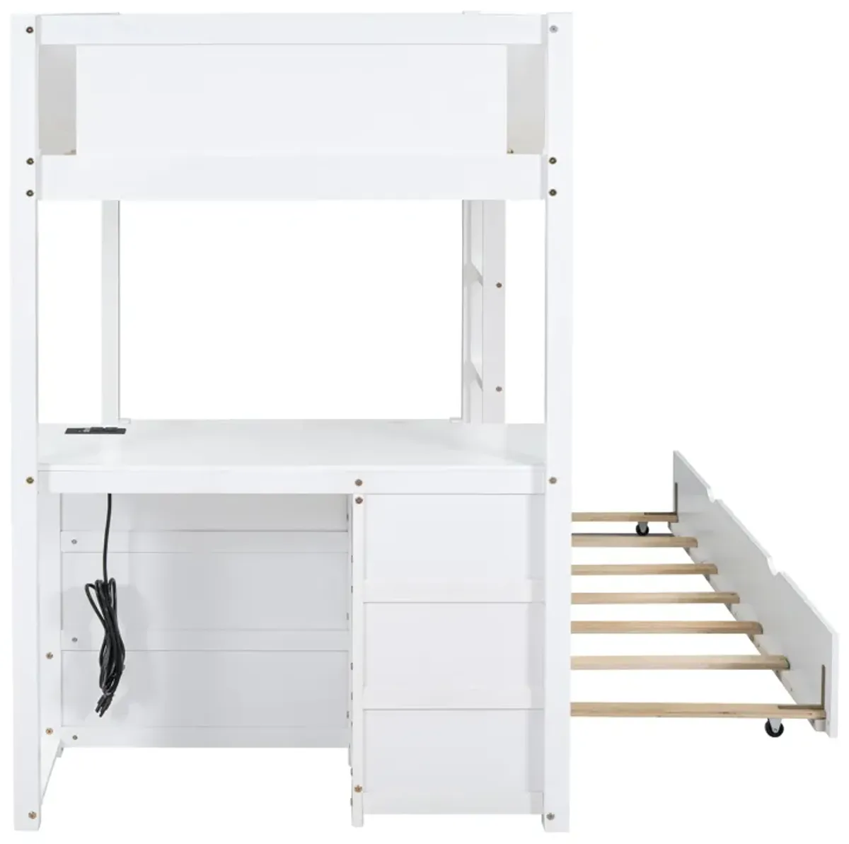 Merax  Bunk Bed with Trundle and Desk