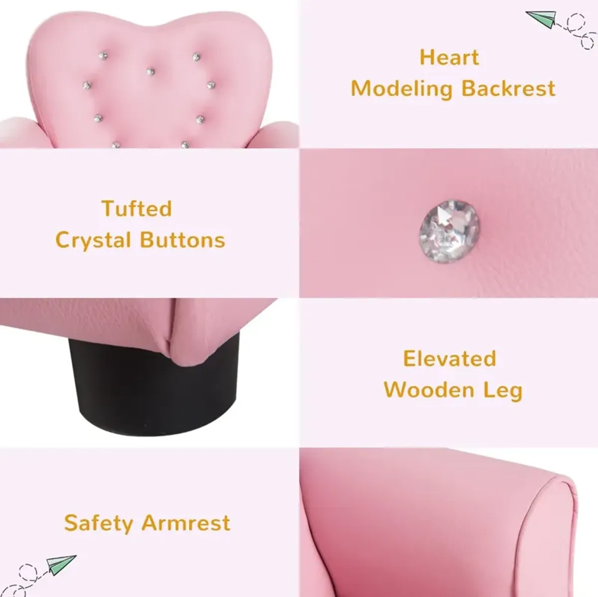 Pink Royal Relaxer: Tufted Princess Toddler Sofa with Diamond Decor