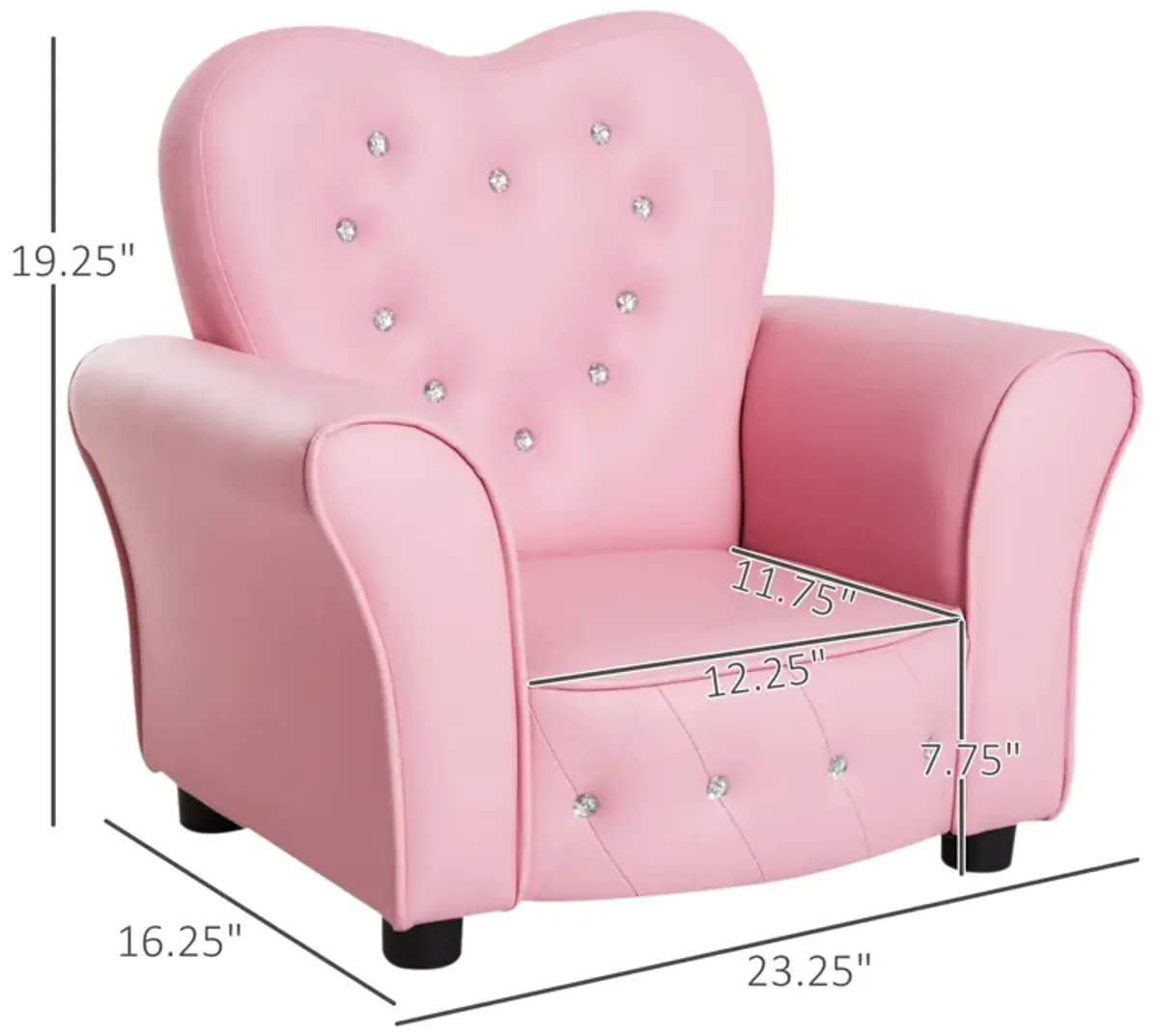 Pink Royal Relaxer: Tufted Princess Toddler Sofa with Diamond Decor