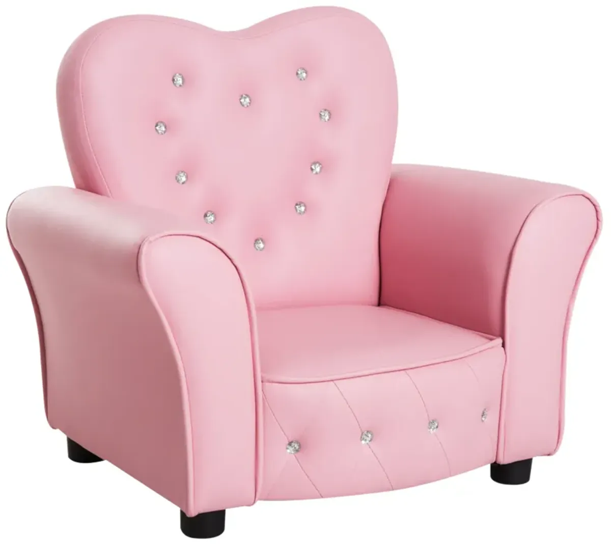 Pink Royal Relaxer: Tufted Princess Toddler Sofa with Diamond Decor