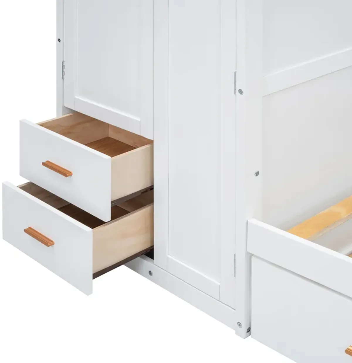 Merax Bunk Bed with Trundle, Cabinet, and Wardrobe