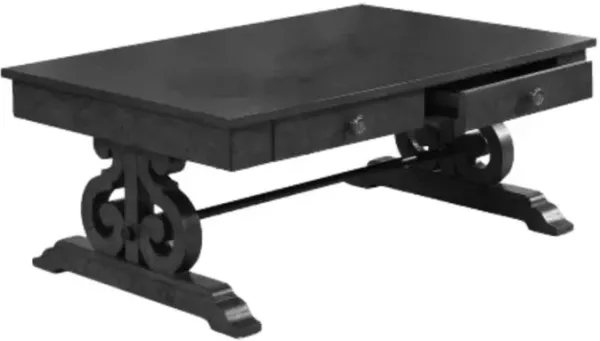 Solid Wood Coffee Table and End Table in Dark Gray