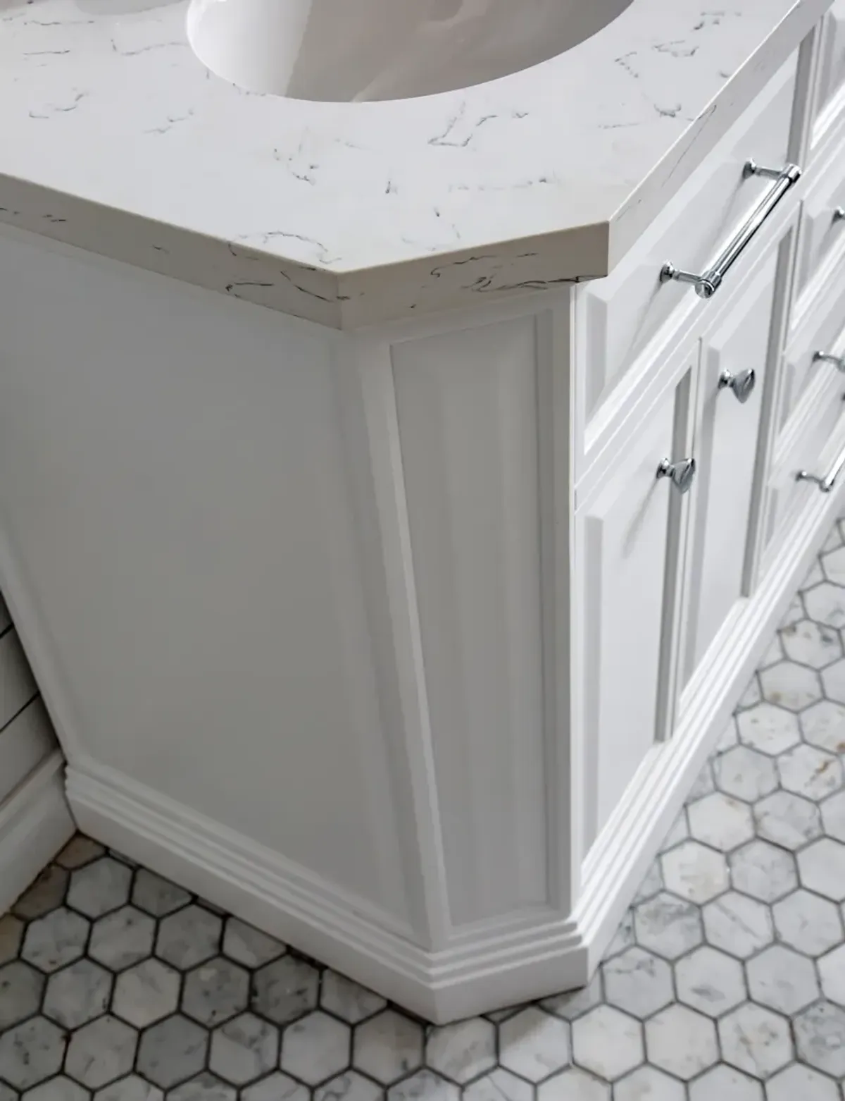 Palace 60 In. Double Sink Carrara Quartz Countertop Bath Vanity in Pure White with Chrome Hardware