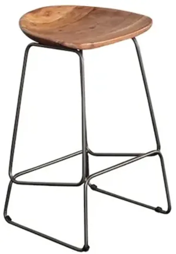 Porter Designs Neri Solid Acacia Wood 24 Bar Stool, Brown (Set of 2)