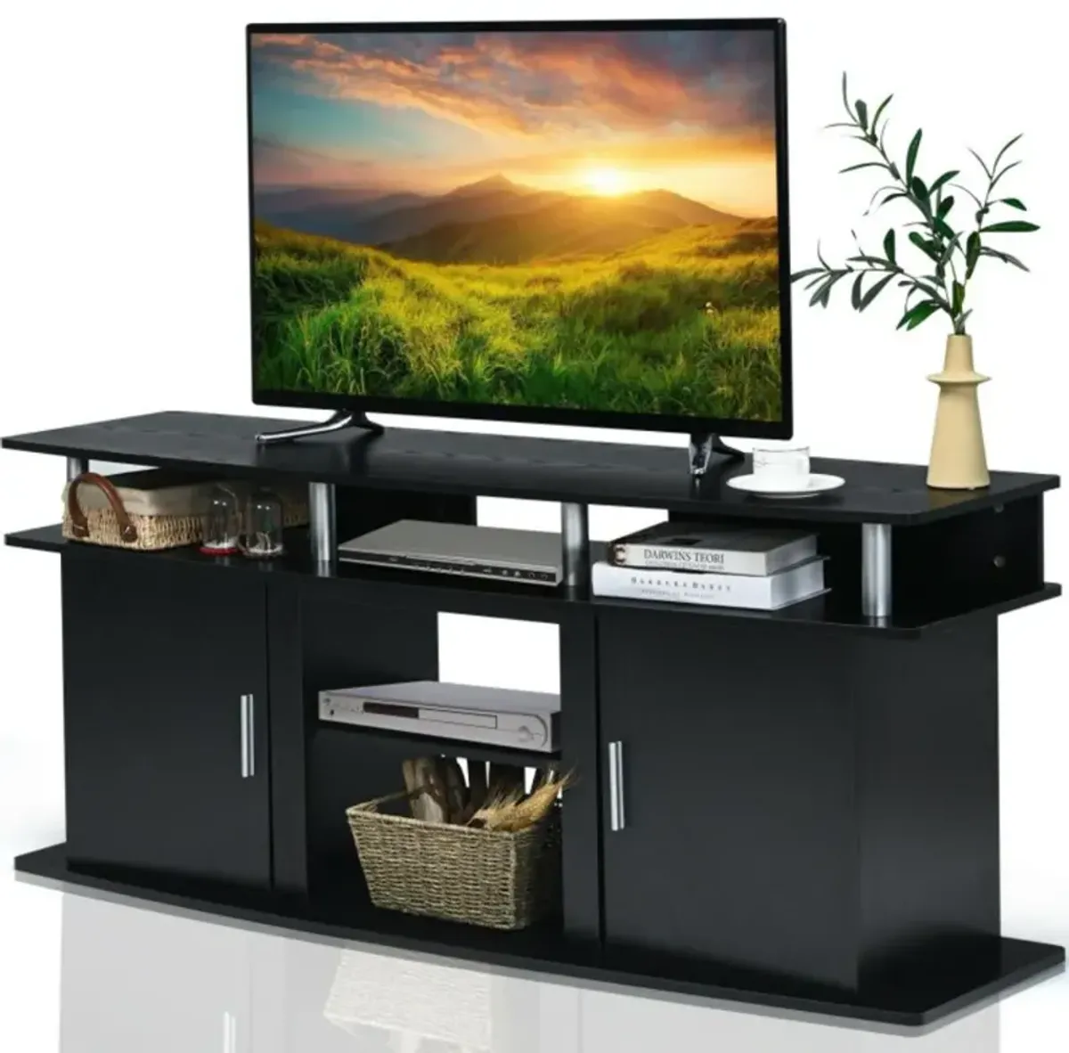 Hivvago 63 Inch TV Entertainment Console Center with 2 Cabinets