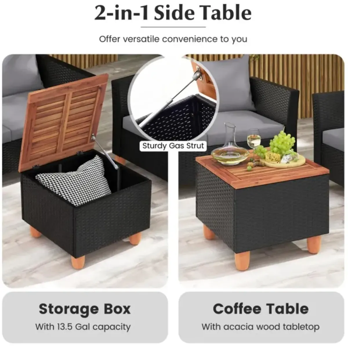 Hivvago 4 Pieces Outdoor Conversation Set with Storage Coffee Table