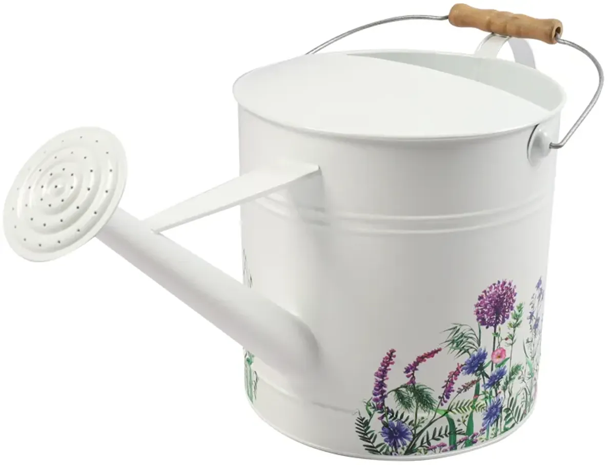 Metal Water Can with Purple Flowers