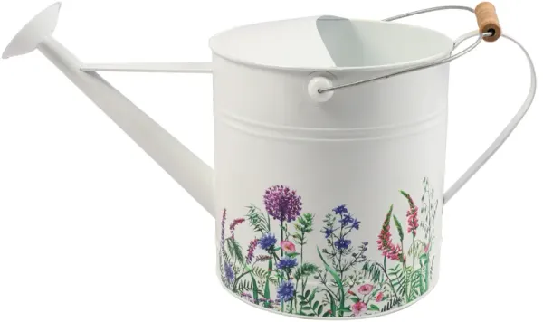 Metal Water Can with Purple Flowers