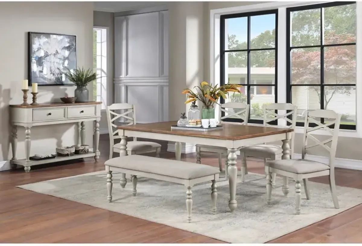 New Classic Furniture Jennifer Dining Table + 4 Chairs + 1 Bench