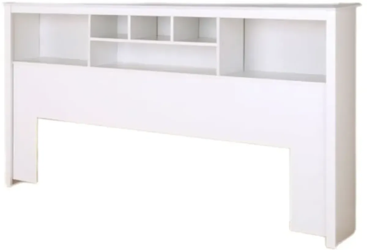 Hivvago King size Stylish Bookcase Headboard in White Wood Finish