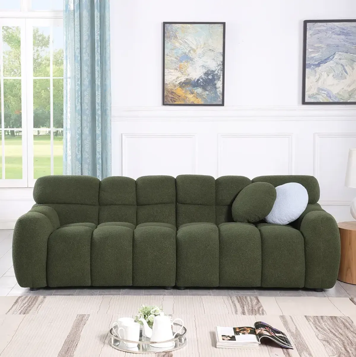 Merax Modern 3-Seater Boucle Sofa Couch