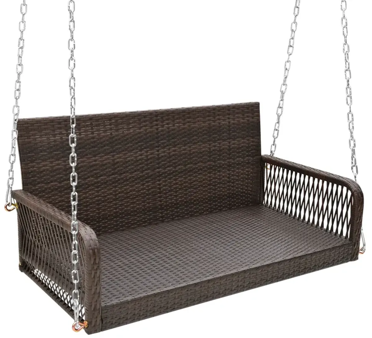 2-Person Outdoor Wicker Porch Swing with Seat and Back Cushions