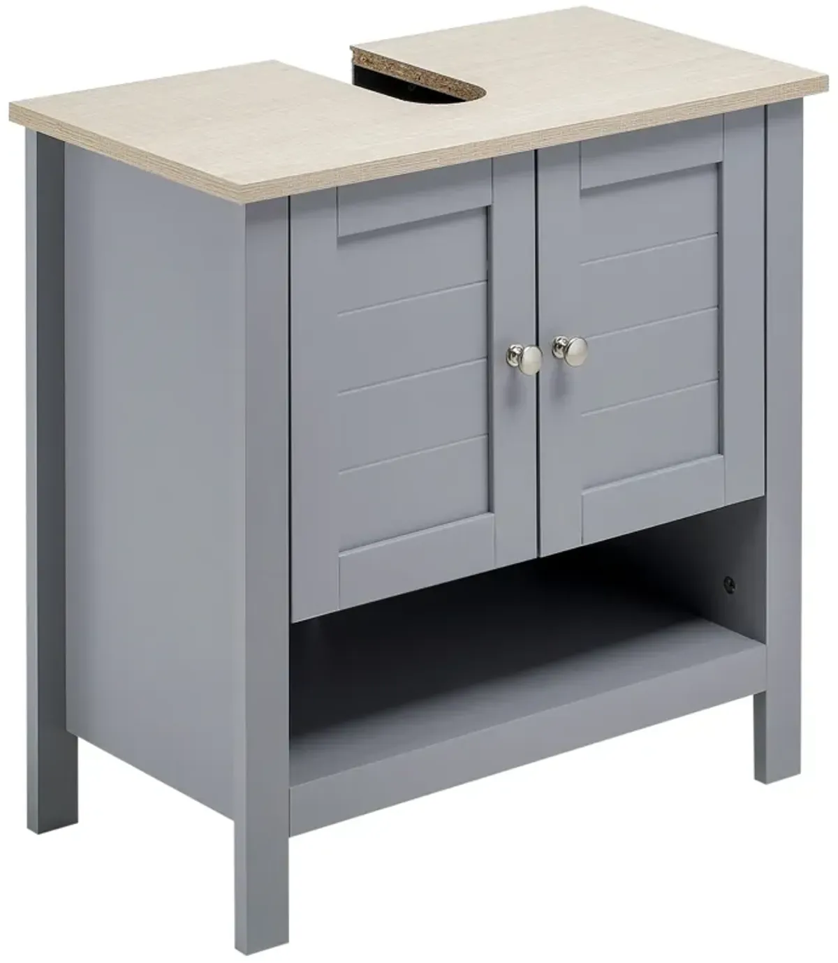 Grey Sink Cabinet: Under Sink Bathroom Vanity Unit with Adjustable Shelf