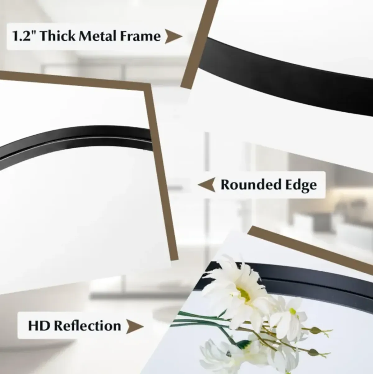 Hivvago Irregular Wall Mirror Metal Frame Asymmetrical Mirror with Expansion Screws