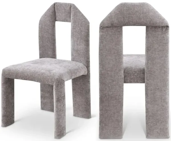 Meridian Furniture Bennett Grey Chenille Fabric Dining Chair, Set of 2