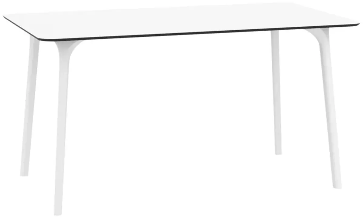 55" White Rectangular Laminated Top Outdoor Patio Dining Table