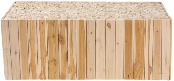 Bohemian Natural Teak Wood Coffee Table with Unique Repurposed Wood Logs