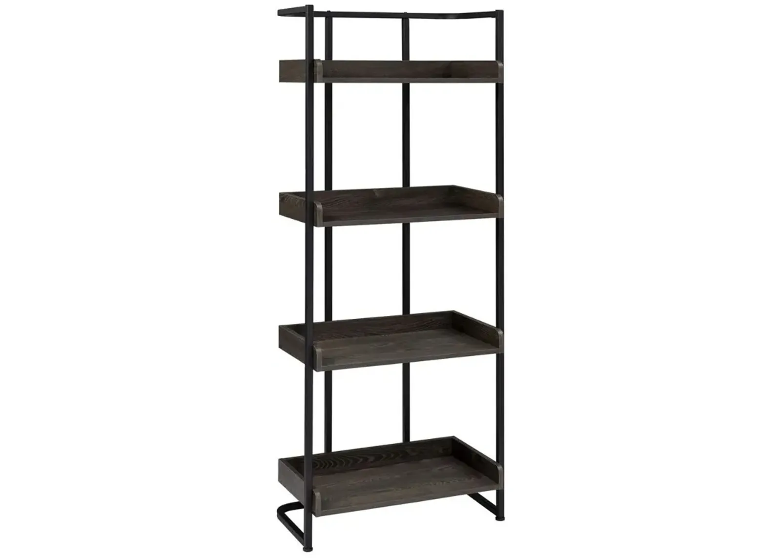 Ember 4-shelf Bookcase Dark Oak and Sandy Black