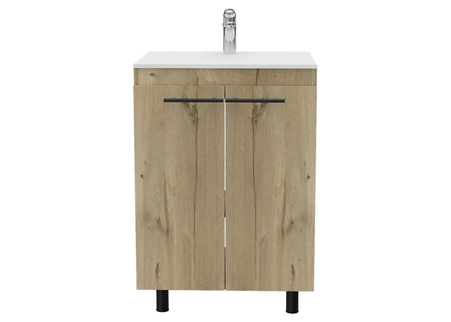 Sienna 2-Door Rectangle Freestanding Vanity Cabinet Light Oak