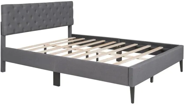 Upholstered Linen Platform Bed, Queen Size