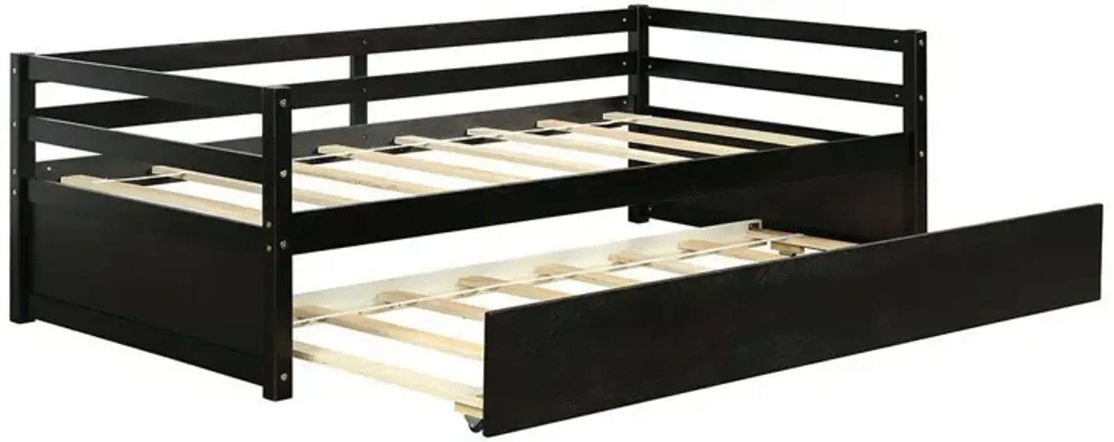 Twin Size Wooden Slat Trundle Platform