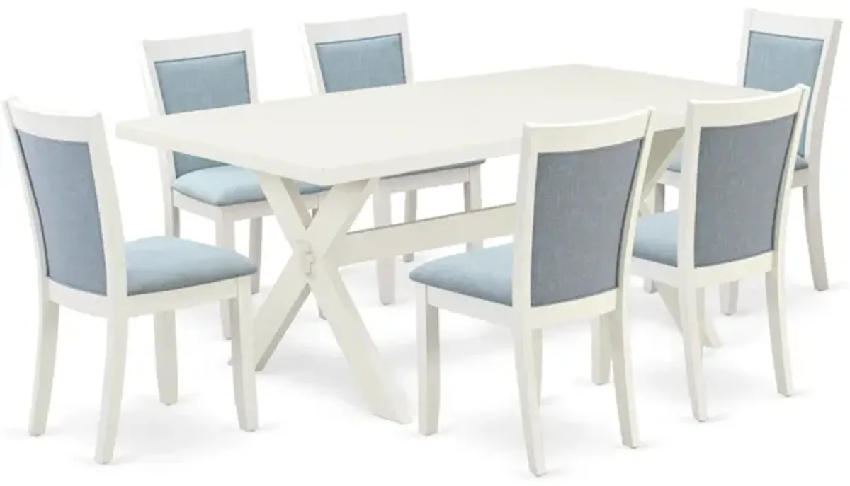 East West Furniture X027MZ015-7 7Pc Dining Set - Rectangular Table and 6 Parson Chairs - Multi-Color Color