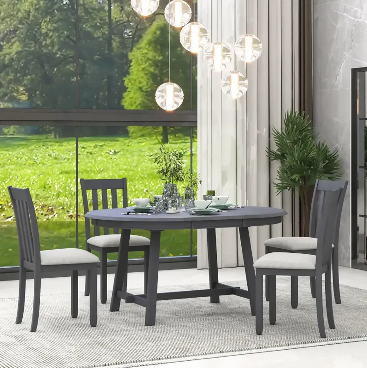 5-Piece Wood Dining Table Set