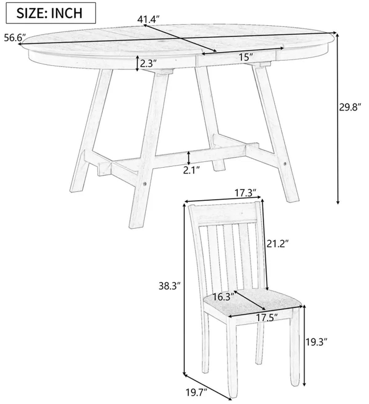 5-Piece Wood Dining Table Set