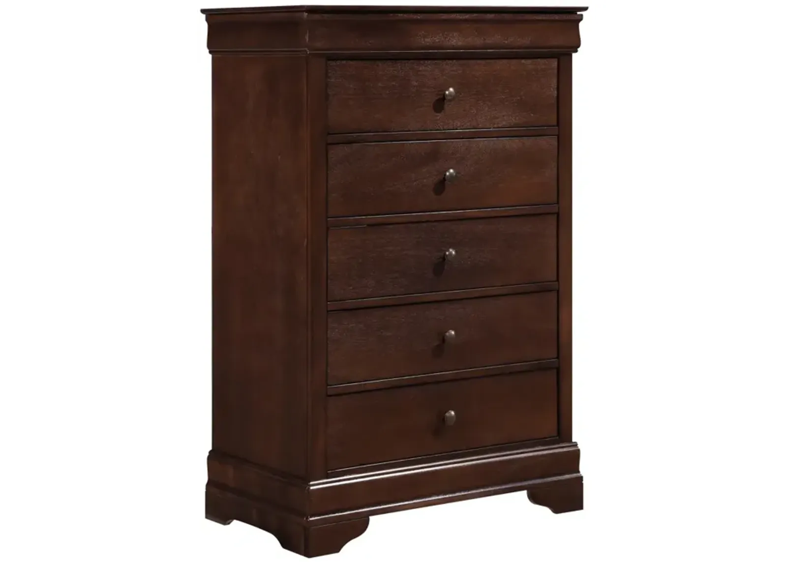 Louis Philippe Style 1pc Chest of Drawers Brown Cherry Finish Okume Veneer Bedroom Furniture